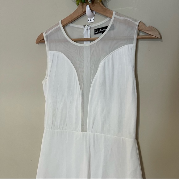 FOR LOVE AND LEMONS WHITE MINI DRESS WITH MESH PANEL SIZE SMALL - Picture 2 of 8